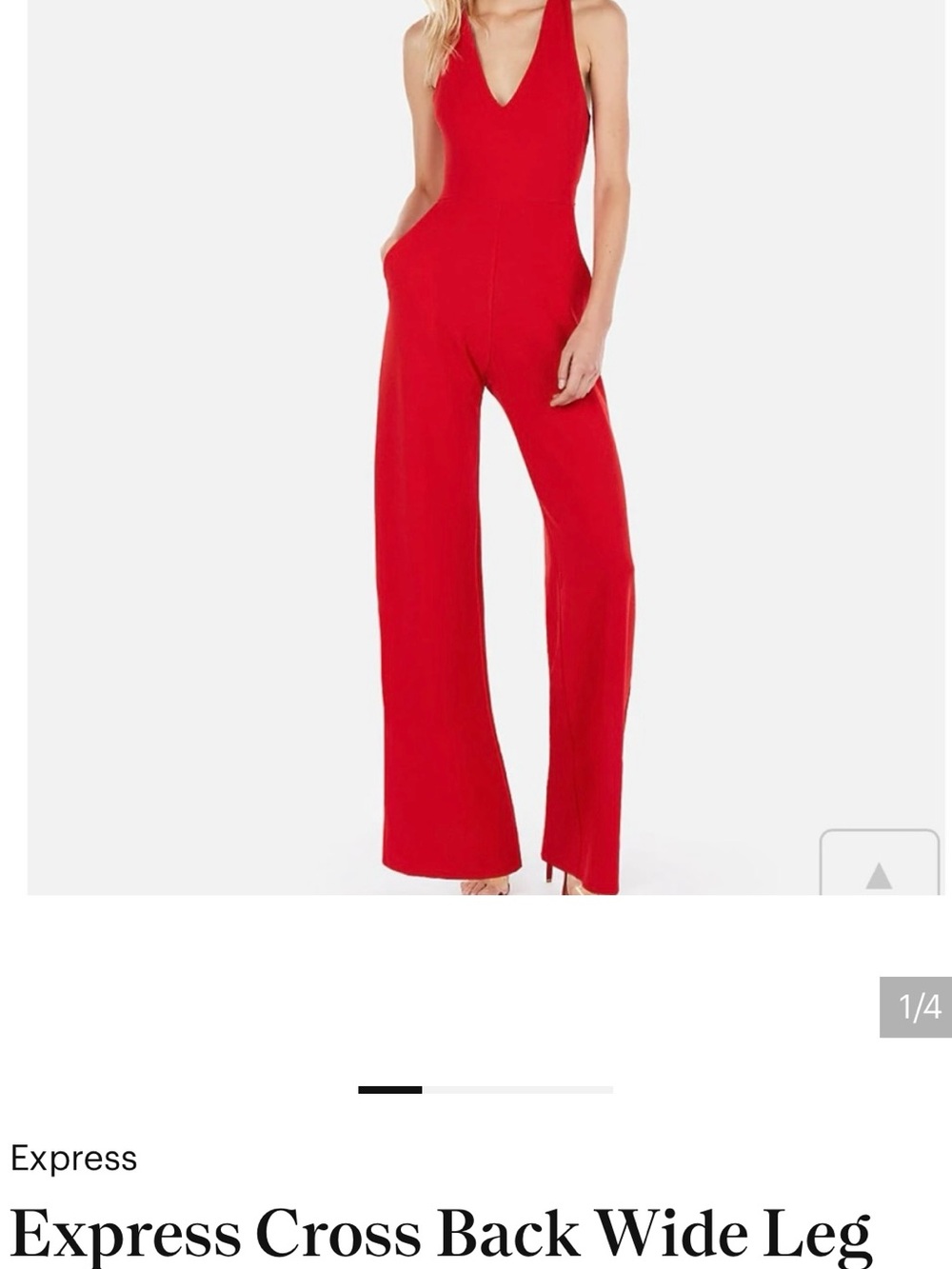 Express V-Neck Wide Leg Jumpsuit - Bright Red